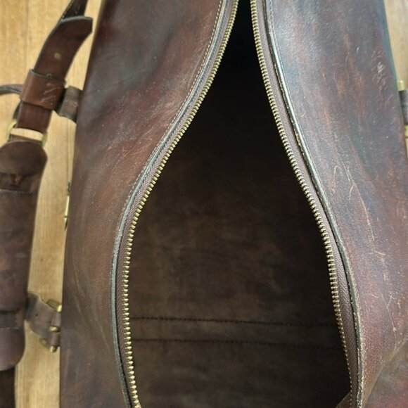 Rare Wolf and Maiden handcrafted artisan leather weekender duffle bag luggage - Picture 9 of 16